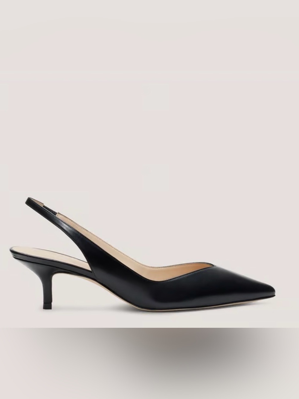 NEW Stuart Weitzman Black Leather Slingback Low Heel Pumps
